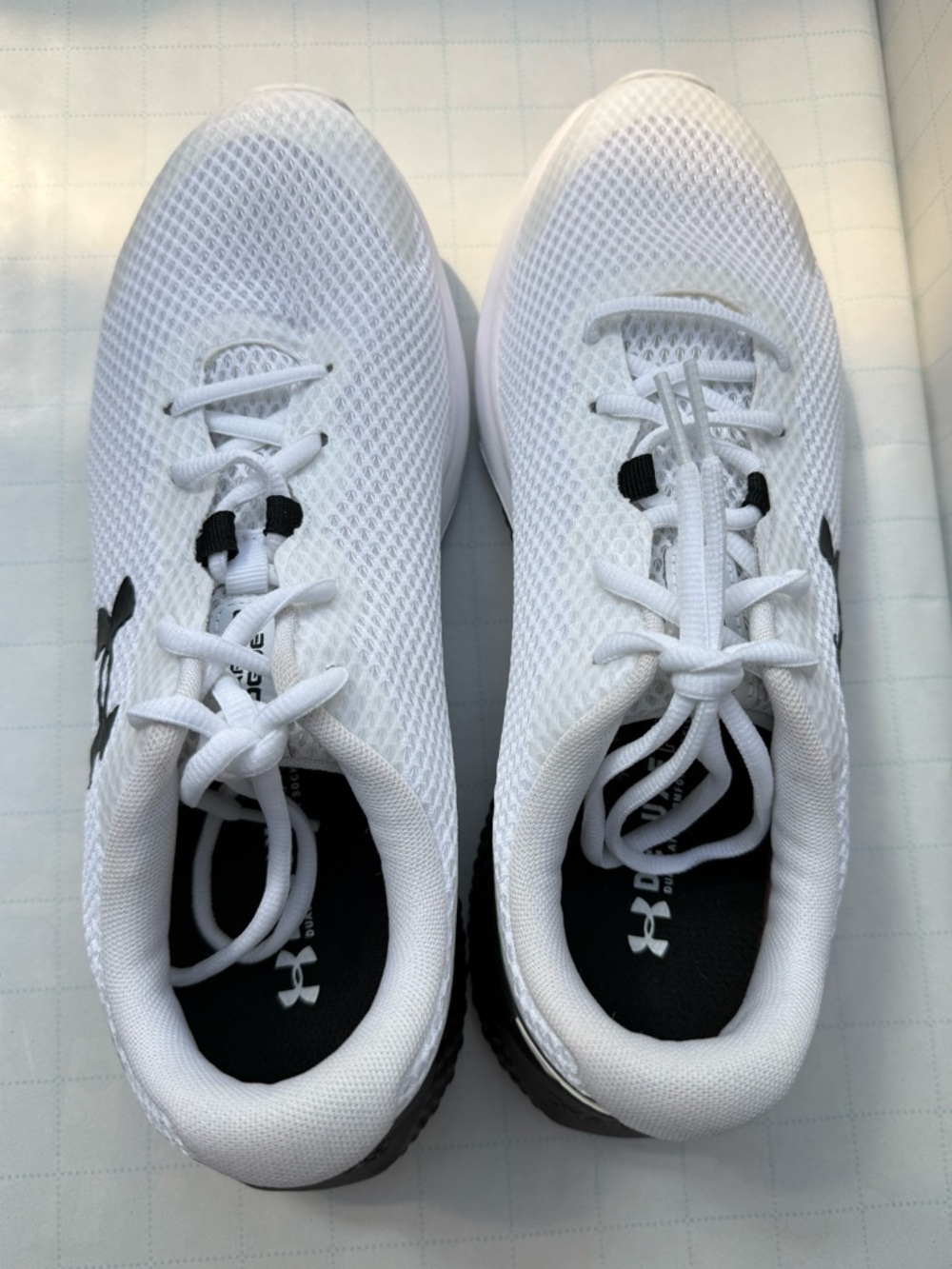 Under Armour Charged Rogue - Comfort Deluxe - White & BLK Mesh Training Sneakers - Picture 6 of 9